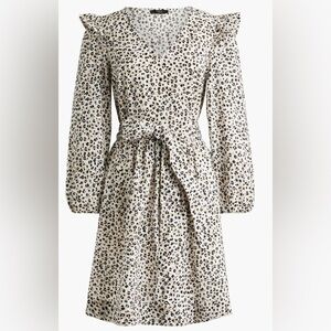 J CREW leopard print midi dress, women’s size xs, fully lined, black white & tan